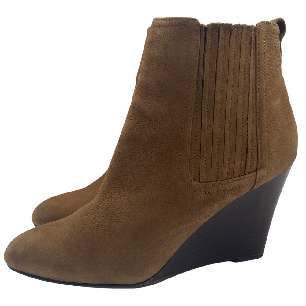 Sam Edelman Womens Boots Gillian Sz 9 Brown Leather Ankle Wedge Pull On Casual